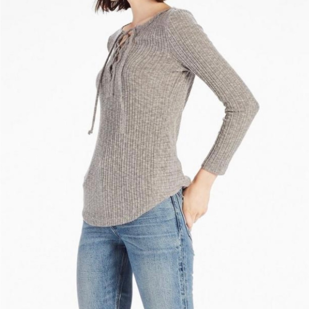 NWT 🖤 Lace-Up Rib Top - Lucky Brand - Large
